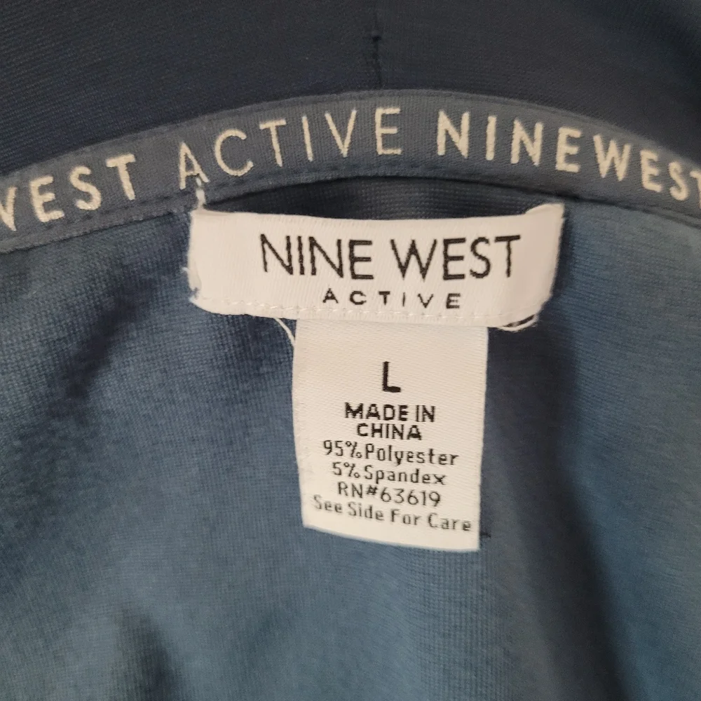 Nine West Blue Velour Zip-Up Hoodie Spring Soft Everyday Lounge Drawstring Waist - Picture 5 of 6